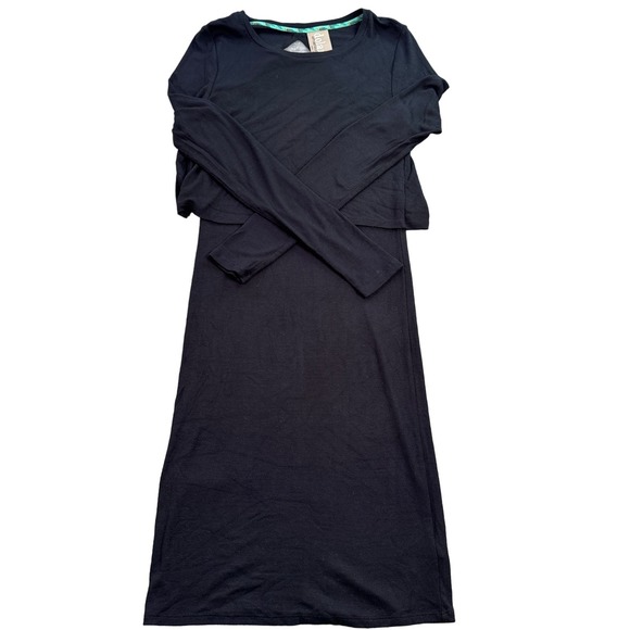 Anthro Dolan Women's Small Slit-Back‎ Overlay Black Ribbed Lagenlook Dress - Picture 1 of 8